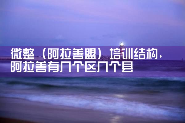 微整(阿拉善盟)培训结构
