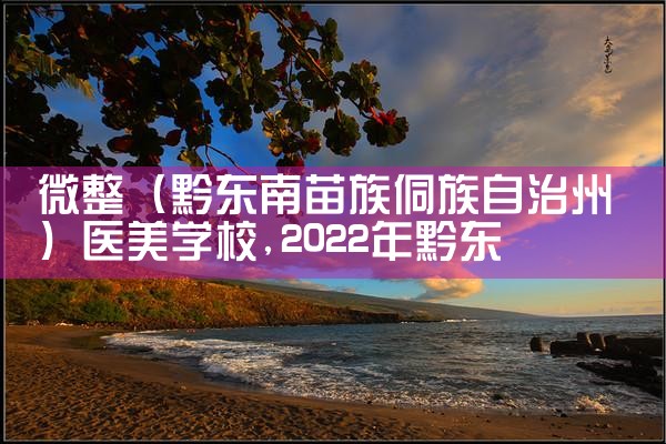 微整(黔东南苗族侗族自治州)医美学校