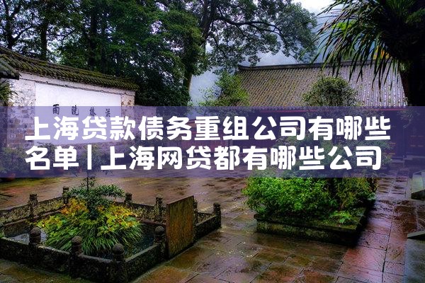 上海贷款债务重组公司有哪些名单